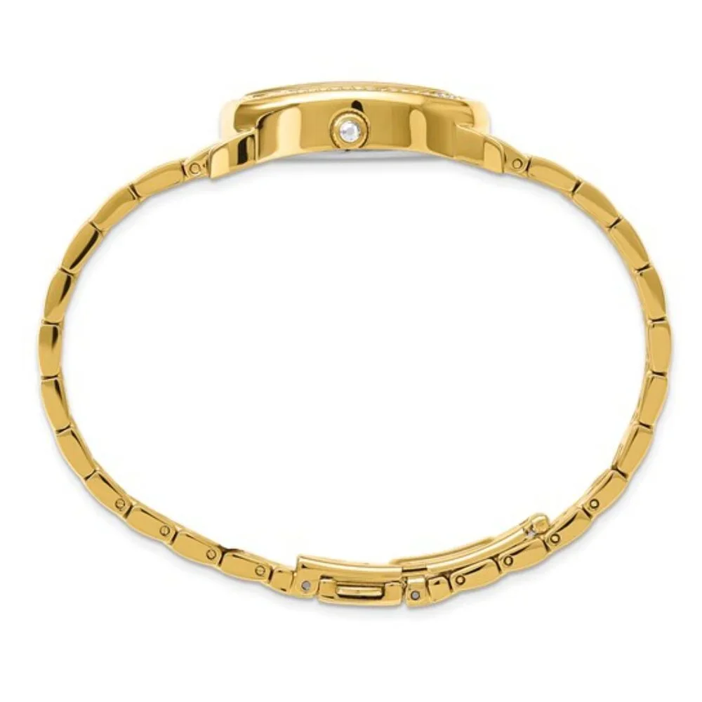 Charles Hubert Ladies Gold Tone Watch - Swarovski Crystal Bezel - 21x32mm